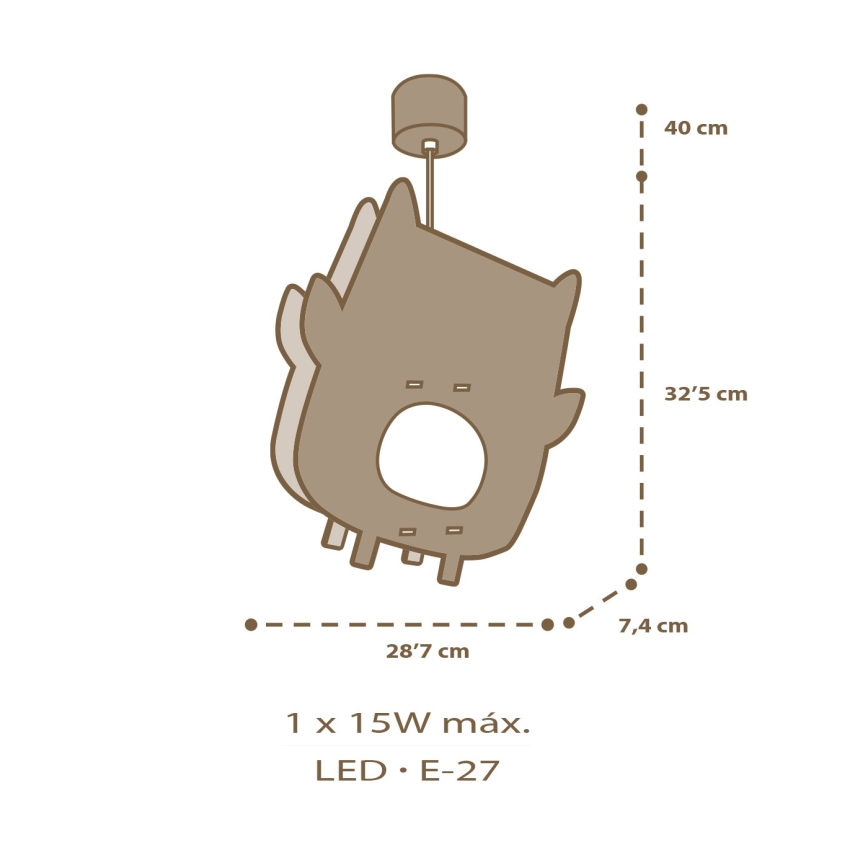 Dalber 63397 - Dječji luster OWL 1xE27/15W/230V