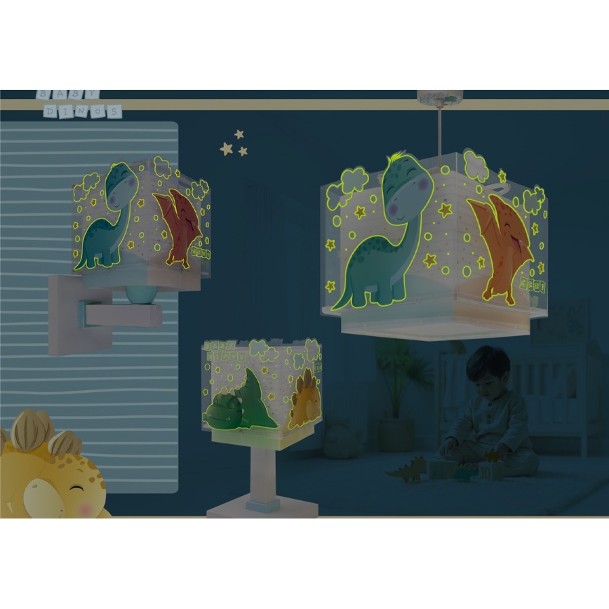 Dalber 63452 - Dječji luster BABY DINOS 1xE27/15W/230V u veselim bojama
