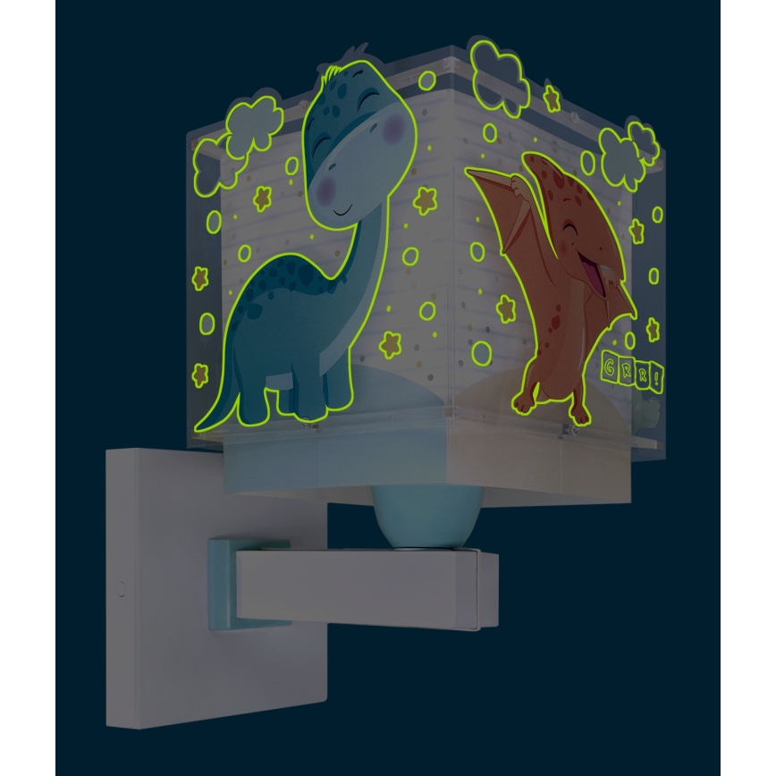 Dalber 63459 - Dječja zidna svjetiljka BABY DINOS 1xE27/15W/230V u veselom višebojnom dizajnu