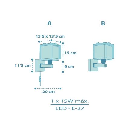 Dalber 63459 - Dječja zidna svjetiljka BABY DINOS 1xE27/15W/230V u veselom višebojnom dizajnu