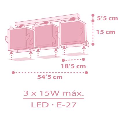 Dalber 64483 - Dječja stropna svjetiljka LITTLE FRIENDS 3xE27/15W/230V