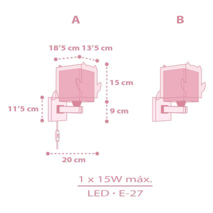 Dalber 64489 - Dječji zidni luster LITTLE FRIENDS 1xE27/15W/230V