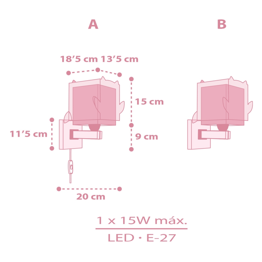 Dalber 64489 - Dječji zidni luster LITTLE FRIENDS 1xE27/15W/230V