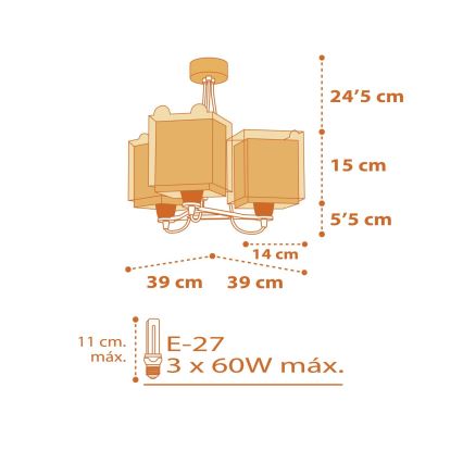 Dalber 64567 - Dječji luster LITTLE TIGER 3xE27/60W/230V