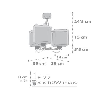 Dalber 64577 - Dječji luster LITTLE TEDDY 3xE27/60W/230V