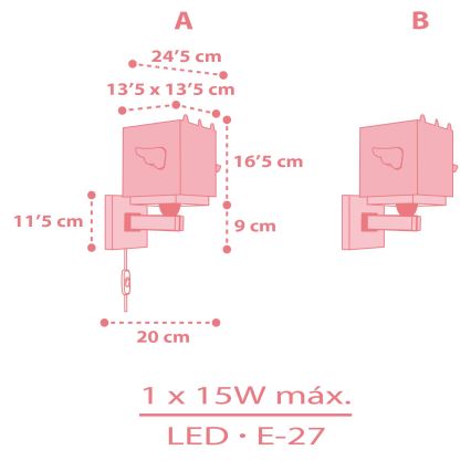 Dalber 64599 - Dječja zidna svjetiljka LITTLE UNICORN 1xE27/15W/230V