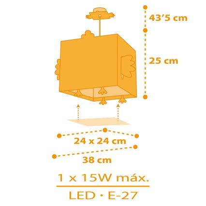 Dalber 64642 - Dječji luster LITTLE CHICKEN 1xE27/15W/230V