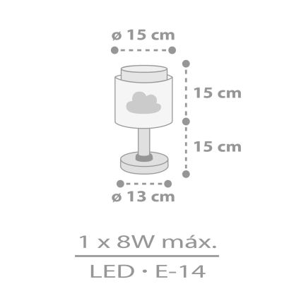 Dalber 76011E - Dječja lampica BABY DREAMS 1xE14/8W/230V siva