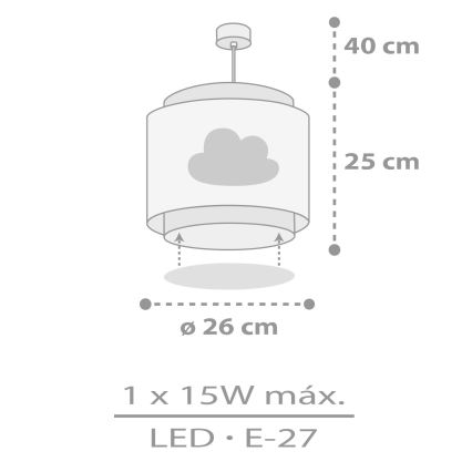 Dalber 76012E - Dječji luster BABY DREAMS 1xE27/15W/230V siva