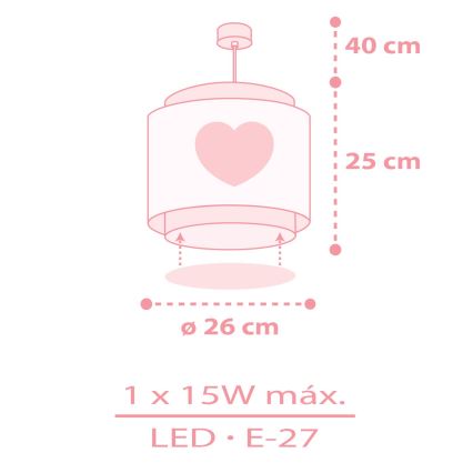 Dalber 76012S - Dječji luster BABY DREAMS 1xE27/15W/230V ružičasta