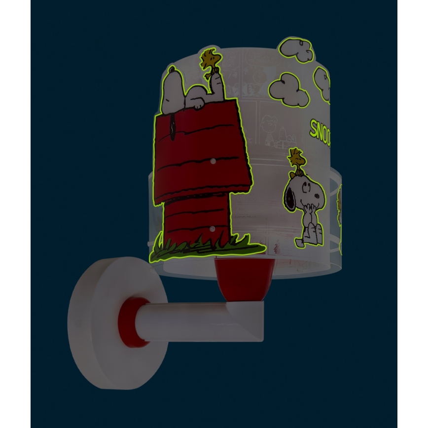 Dalber 76309 - Dječja zidna svjetiljka SNOOPY 1xE27/15W/230V bijela/crvena