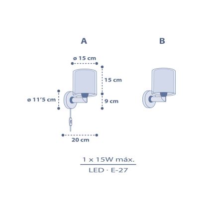 Dalber 76639 - Dječja zidna svjetiljka MOON DREAMS 1xE27/15W/230V plava