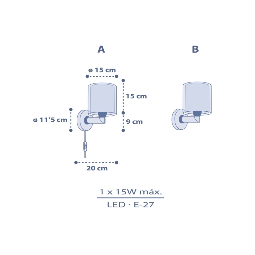 Dalber 76639 - Dječja zidna svjetiljka MOON DREAMS 1xE27/15W/230V plava
