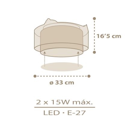 Dalber 76876 - Dječja stropna svjetiljka BABY CHICK 2xE27/15W/230V