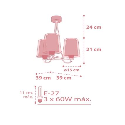 Dalber 81197S - Dječji luster LIGHT FEELING 3xE27/60W/230V