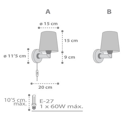 Dalber 82219B - Dječja zidna svjetiljka STAR LIGHT 1xE27/60W/230V bijela