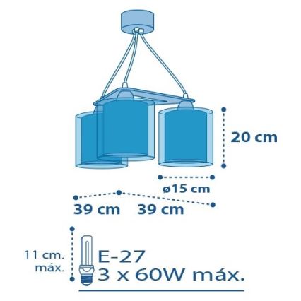 Dalber D-41344 - Dječji luster PLANETS 3xE27/60W/230V