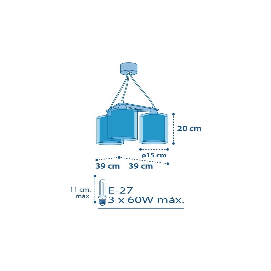 Dalber D-41344 - Dječji luster PLANETS 3xE27/60W/230V