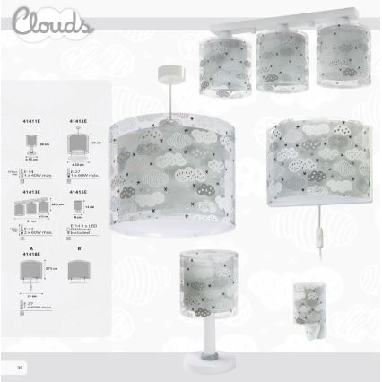 Dalber D-41412E - Dječji luster CLOUDS 1xE27/60W/230V