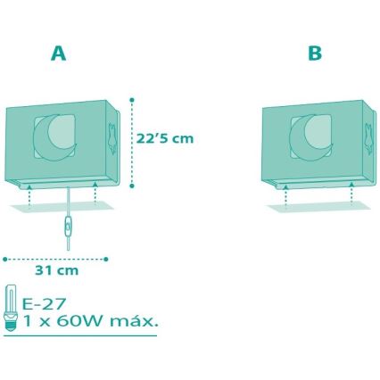Dalber D-63238H - Dječja zidna svjetiljka MOONLIGHT 1xE27/60W/230V