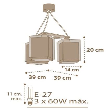 Dalber D-63394 - Dječji luster GOOD NIGHT 3xE27/60W/230V