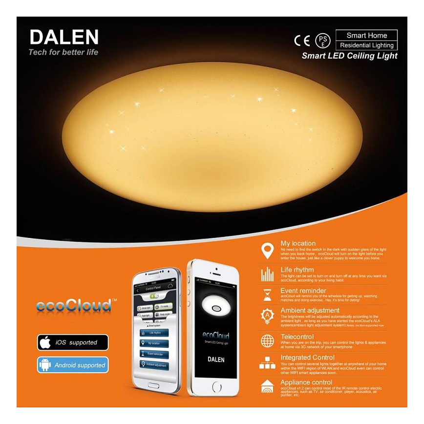 Dalen DL-C415TXW - LED stropna svjetiljka s prigušivanjem STAR SKY LED/38W/230V