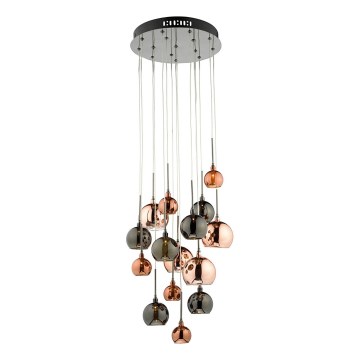 Där Lighting AUR1564 - Viseći luster AURELIA na sajli, 15xG4/10W/230V, crna/mjedena