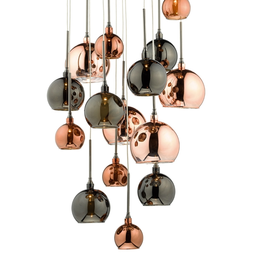 Där Lighting AUR1564 - Viseći luster AURELIA na sajli, 15xG4/10W/230V, crna/mjedena