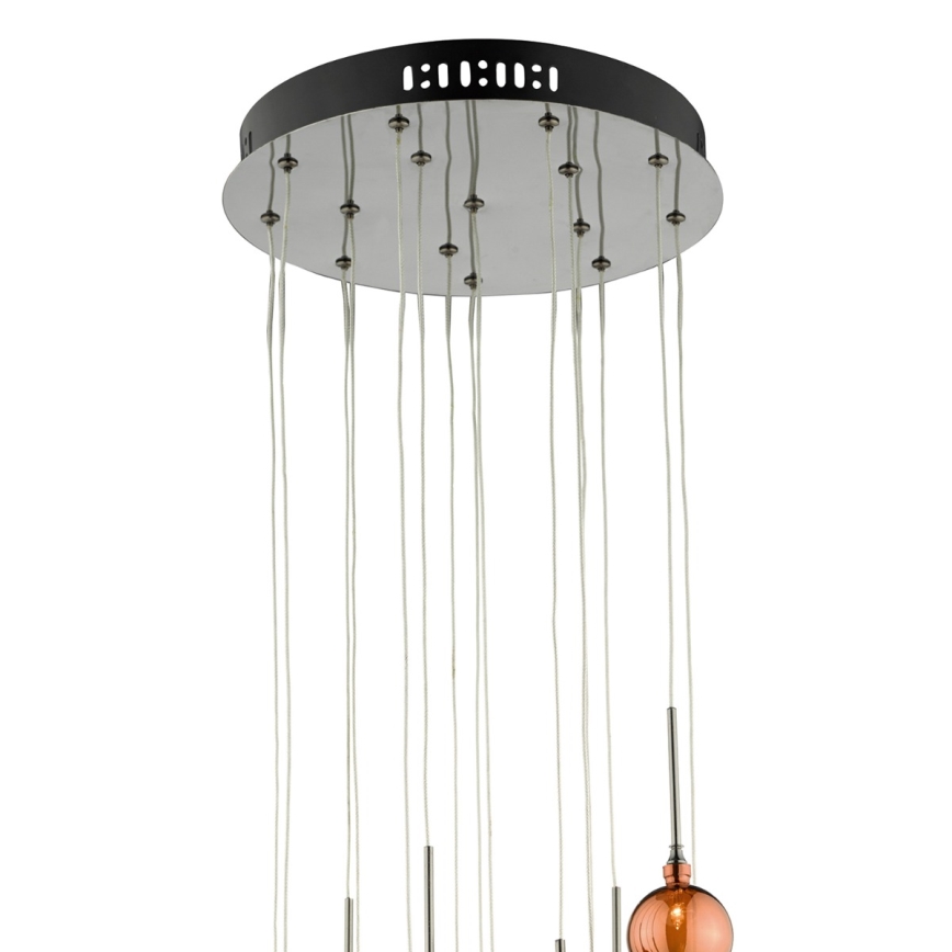 Där Lighting AUR1564 - Viseći luster AURELIA na sajli, 15xG4/10W/230V, crna/mjedena