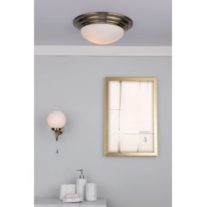 Där Lighting BAR5275 - Stropna svjetiljka za kupaonicu BARCLAY, 1x E27/60W/230V, promjer 31 cm, mesing