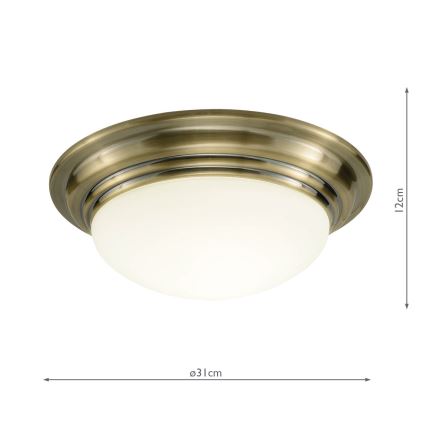 Där Lighting BAR5275 - Stropna svjetiljka za kupaonicu BARCLAY, 1x E27/60W/230V, promjer 31 cm, mesing