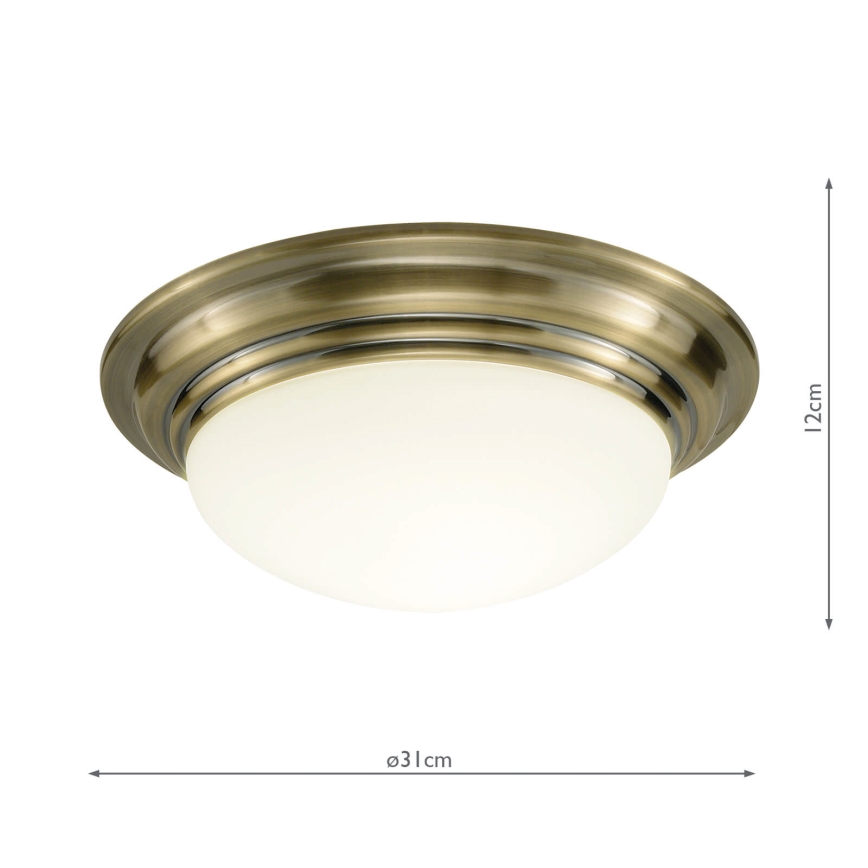 Där Lighting BAR5275 - Stropna svjetiljka za kupaonicu BARCLAY, 1x E27/60W/230V, promjer 31 cm, mesing