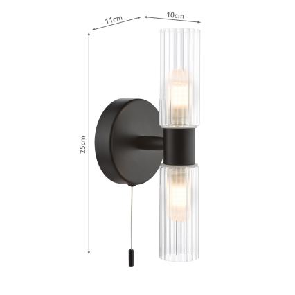 Där Lighting BOL0922 - Kupaonska zidna svjetiljka BOLTON 2xG9/5W/230V IP44 crna