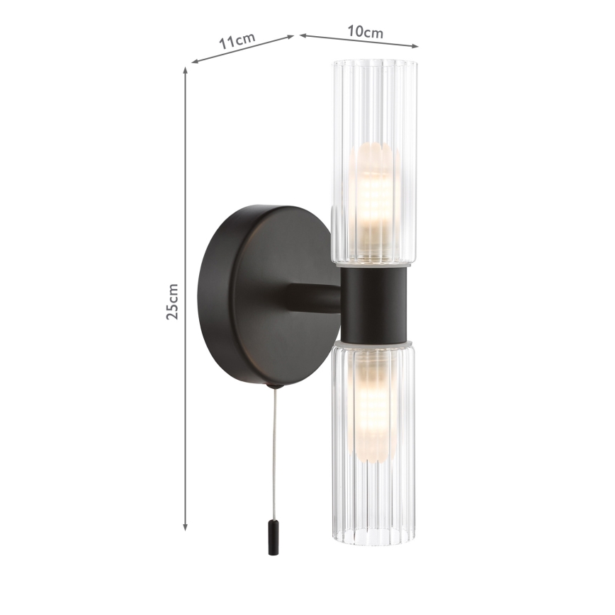 Där Lighting BOL0922 - Kupaonska zidna svjetiljka BOLTON 2xG9/5W/230V IP44 crna