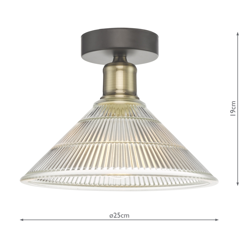Där Lighting BOY0175 - Stropna svjetiljka BOYD 1xE27/60W/230V, promjer 25 cm, mesing/prozirno