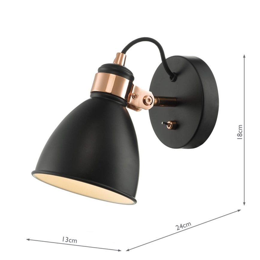 Där Lighting FRE0722 - Zidna reflektorska svjetiljka FREDERICK 1xE14/40W/230V crna