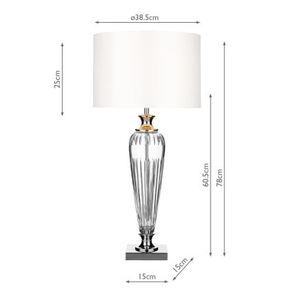 Där Lighting HIN4208 - Stolna lampa HINTON 1xE27/60W/230V bijela/sjajni krom