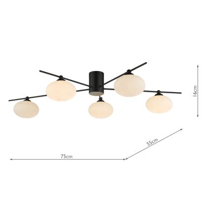 Där Lighting JAS5422 - Prislonjena stropna svjetiljka JASPER 5xG9/25W/230V crna