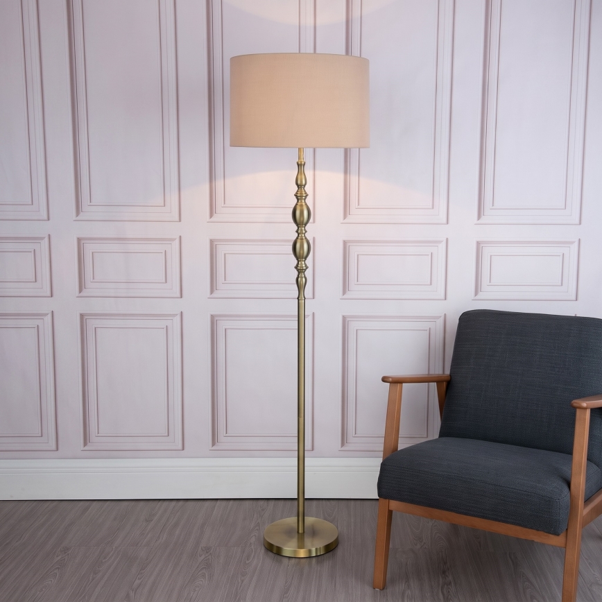 Där Lighting MAD4975 - Podna lampa MADRID 1xE27/60W/230V smeđa/mesing