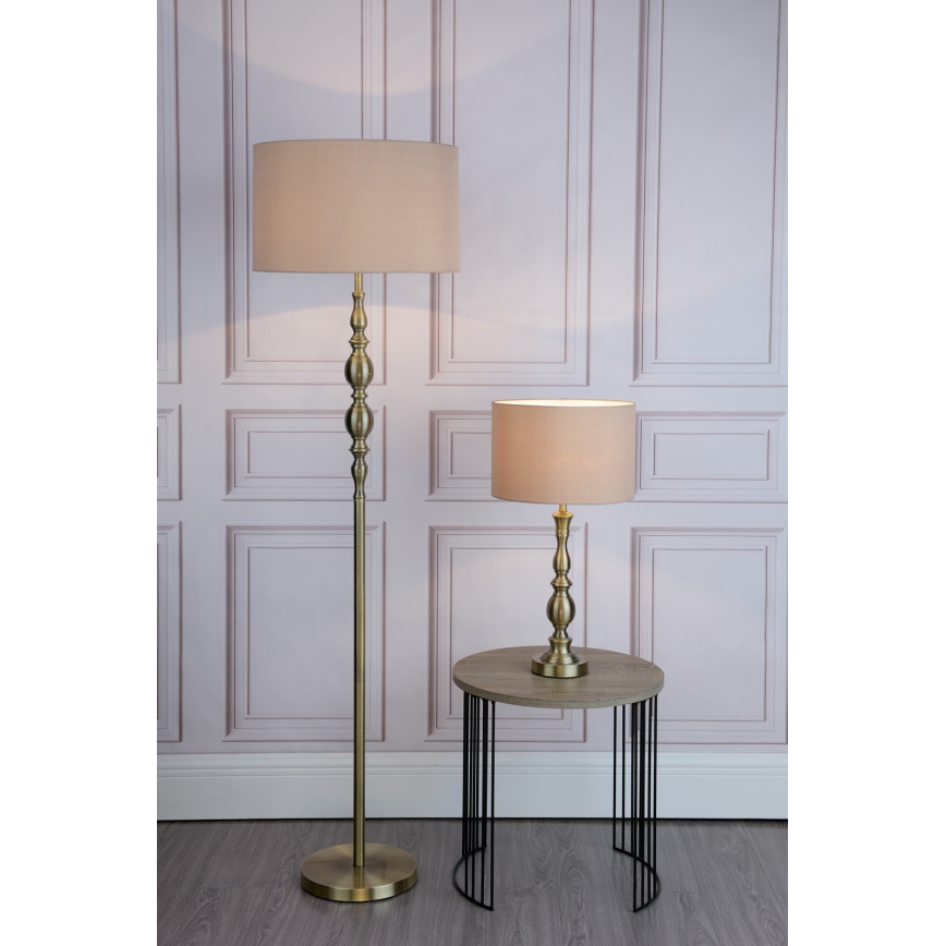Där Lighting MAD4975 - Podna lampa MADRID 1xE27/60W/230V smeđa/mesing