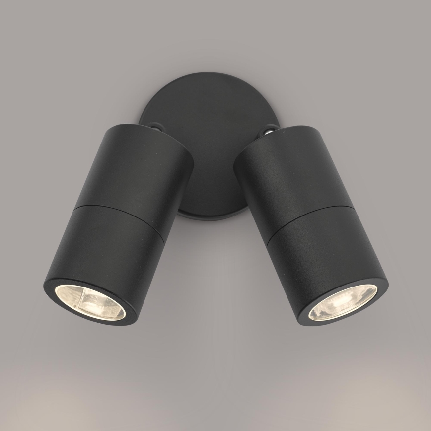 Där Lighting ORT0922 - LED vanjska zidna usmjerena svjetiljka ORTEGA 2x GU10/5W/230V IP65 crna