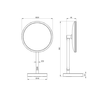 Deante ADI_Z812 - LED kupaonsko punjivo kozmetičko ogledalo SILIA LED/5V 5000 mAh 2700-6500K IP44