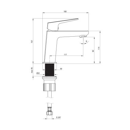 Deante BQL_N20M - Baterija za umivaonik BLUR crna