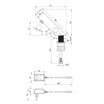 Deante BQR_P29V - Bezdotićna slavina za umivaonik s regulacijom temperature SENSE 230/6V polirani čelik