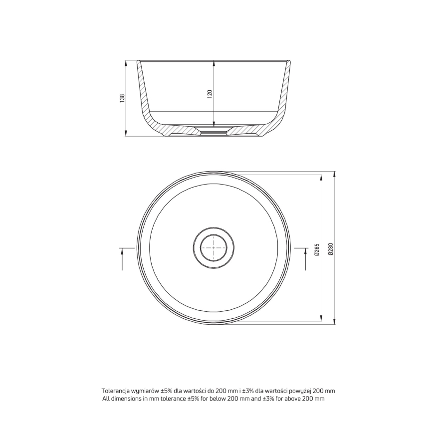 Deante CDJ_6U2S - Ugradbeni umivaonik JASMIN promjera 28 cm keramika/bijela