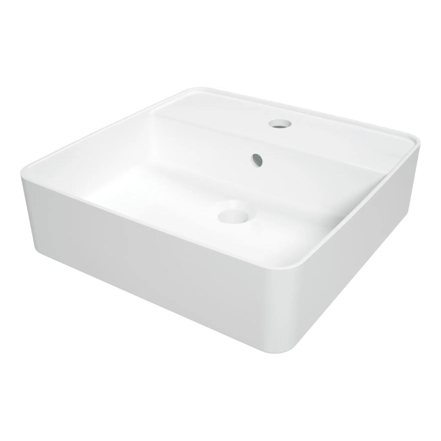 Deante CGS_6U4B - Nadgradni umivaonik s otvorom za slavinu SQUARE 42x42 cm keramika/bijela