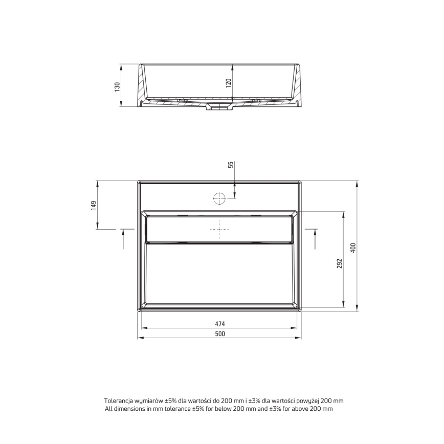 Deante CQR_NU5M - Nadgradni umivaonik CORREO 40x50 cm granit/crna