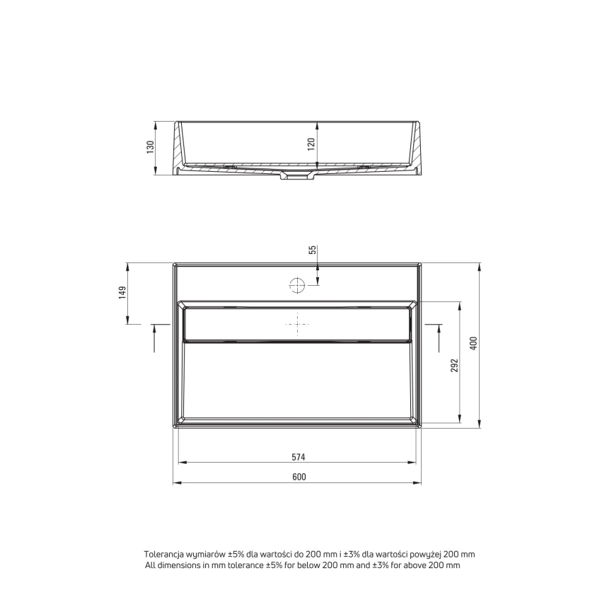Deante CQR_SU6M - Nadgradni umivaonik CORREO 40x60cm granit/metalna siva