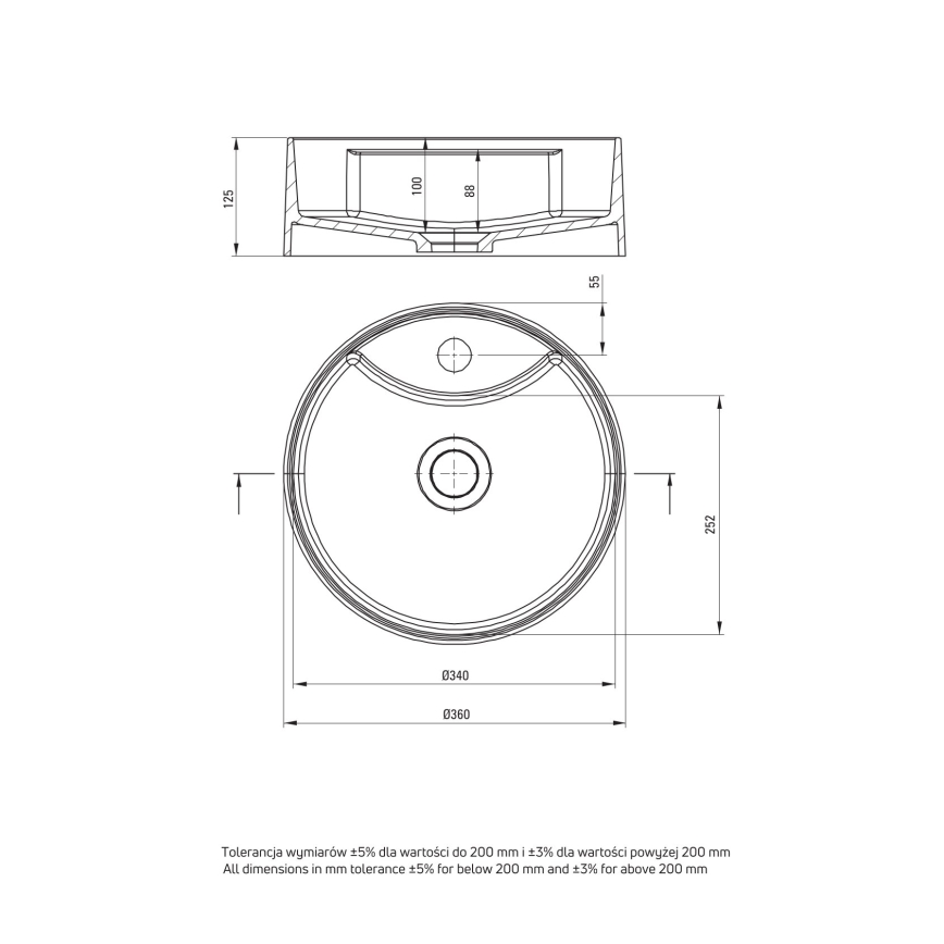Deante CQS_5U4B - Nadgradni umivaonik s otvorom za slavinu SILIA pr. 36 cm granit/bež
