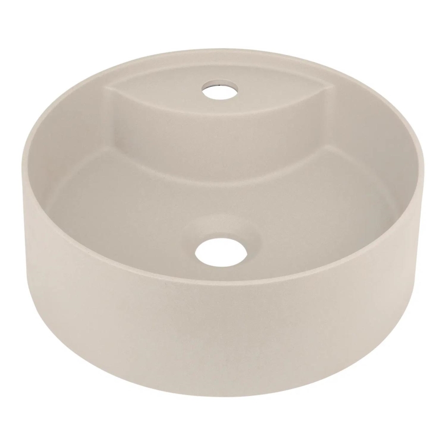 Deante CQS_5U4B - Nadgradni umivaonik s otvorom za slavinu SILIA pr. 36 cm granit/bež